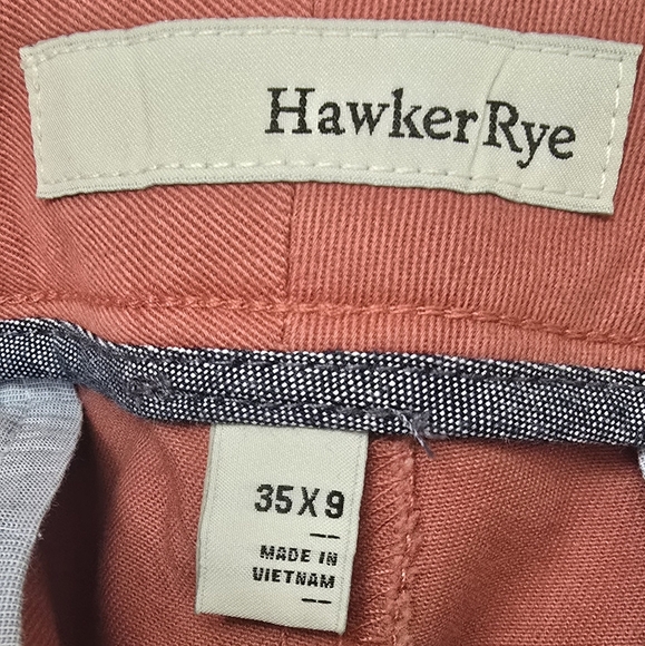 NWOT Hawker Rye Mens Flat Front Chino Shorts Size 35x9 - Picture 3 of 6